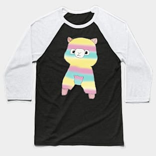 Rainbow Alpaca - Pink Baseball T-Shirt